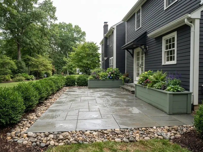 Custom flagstone patio in Bound Brook Custom flagstone patio in Bound Brook