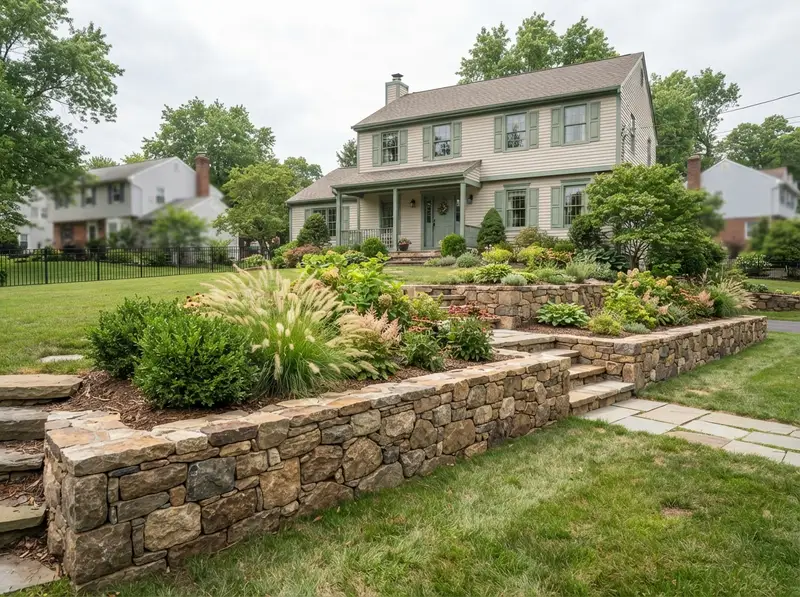 New stone retaining wall in Bound Brook New stone retaining wall in Bound Brook