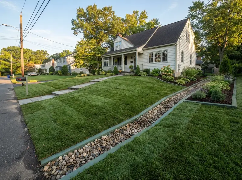 New sod installation for lawn drainage New sod installation for lawn drainage